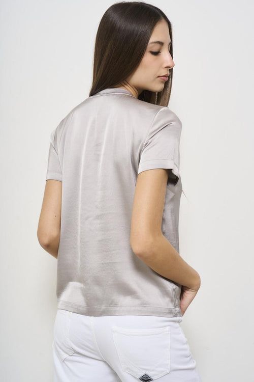 T-shirt donna satinata grigia - 2