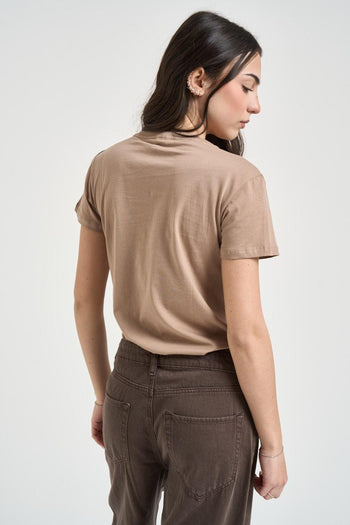 T-shirt donna con logo beige - 3