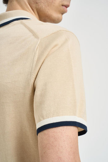Polo uomo in maglia beige - 4
