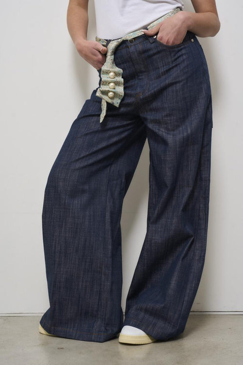 Women's dark denim palazzo jeans - 2