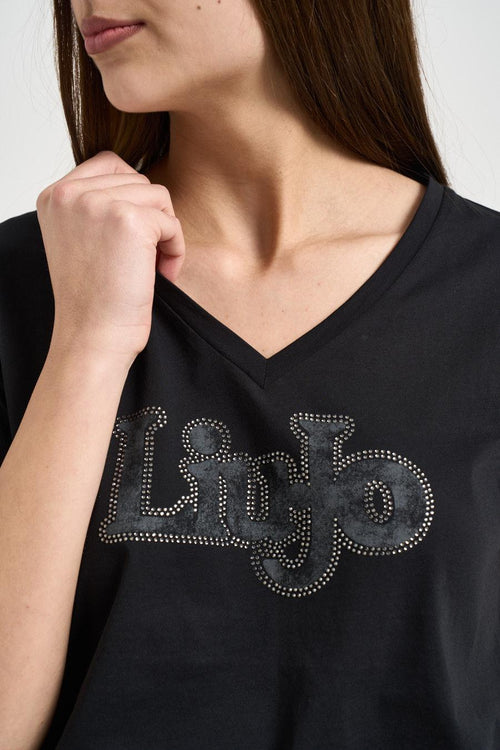 T-shirt donna con logo nera - 2