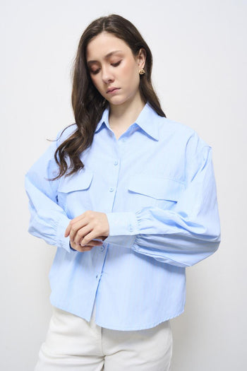 Camicia donna celeste - 3
