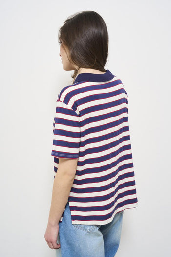 Women's blue striped polo shirt - 6