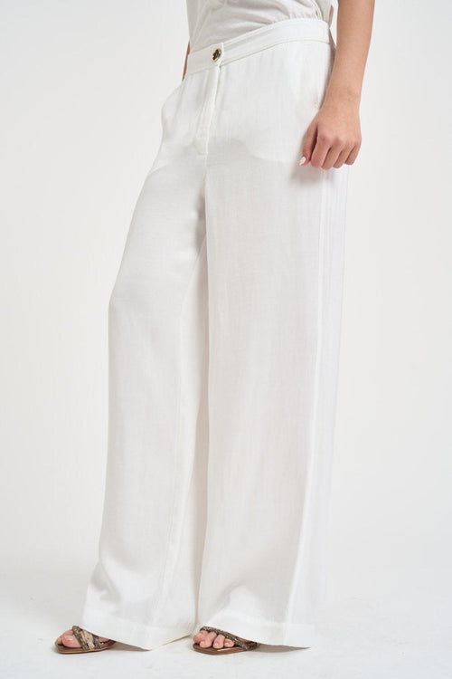 Pantalone donna gamba ampia bianco - 2