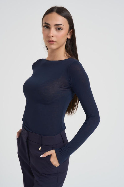 T-shirt donna girocollo blu - 2