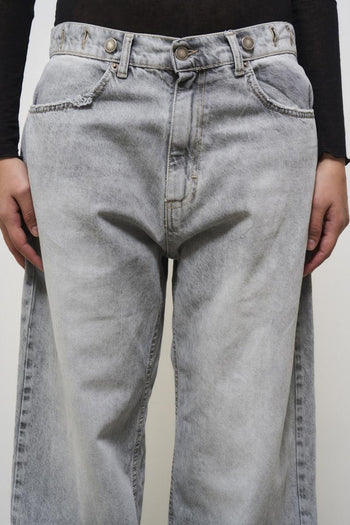 Women's wide leg jeans in gray denim - 5