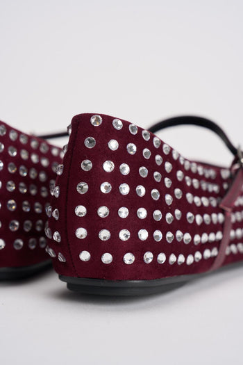 Ballerine donna bordeaux con borchie argento - 7