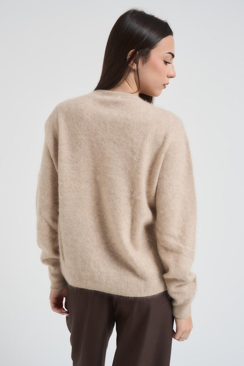 Maglia donna scollo a V beige - 2