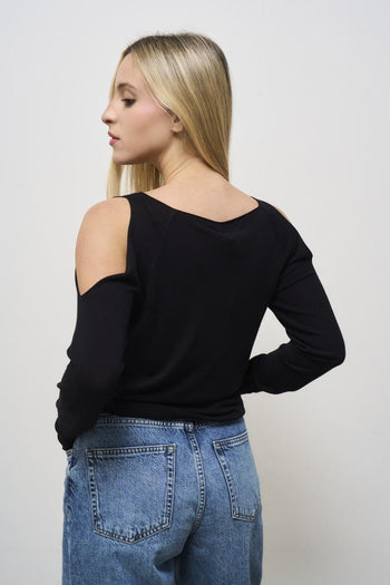 Women's black cut out sweater - 4
