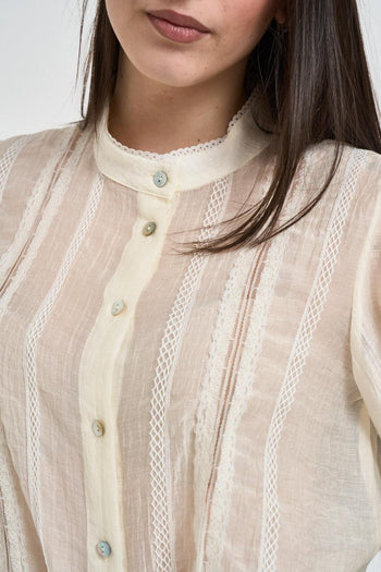Camicia donna semi-trasparente avorio - 3