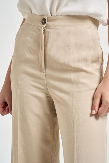 Pantalone donna gamba larga beige - 4
