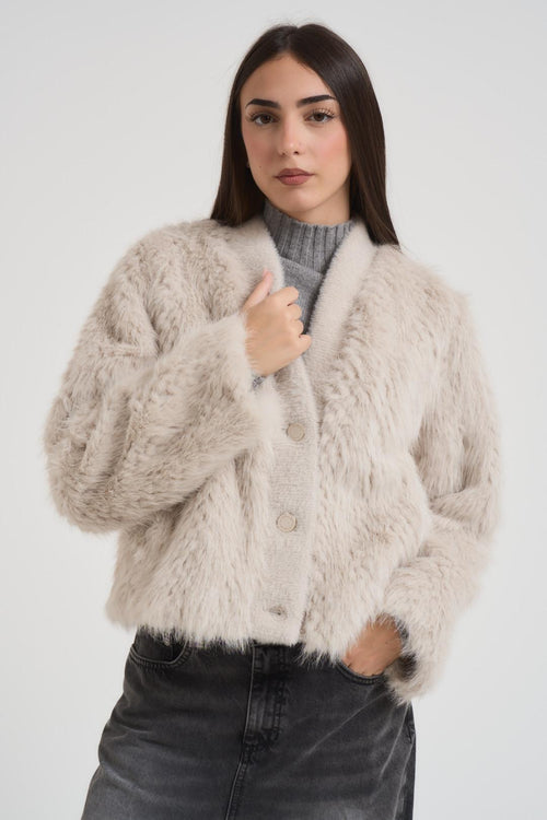 Giubbotto in ecopelliccia donna beige