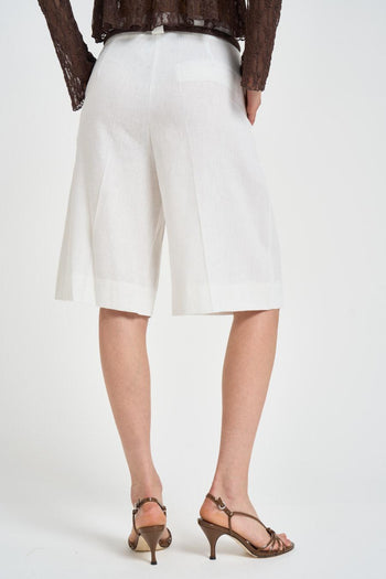 Bermuda donna in lino bianco - 3