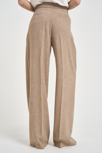 Pantalone donna gamba larga beige - 4