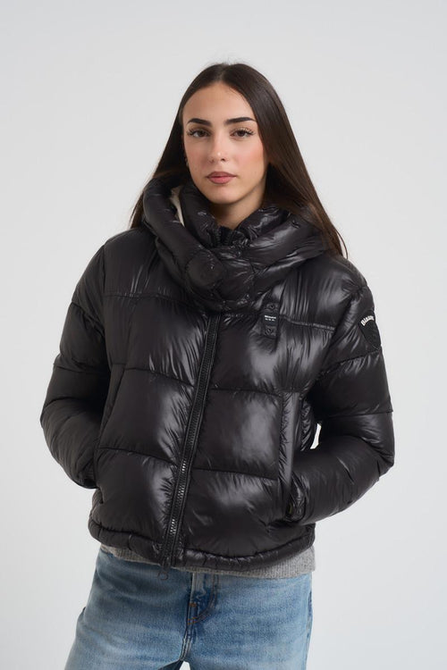 Piumino donna cropped nero