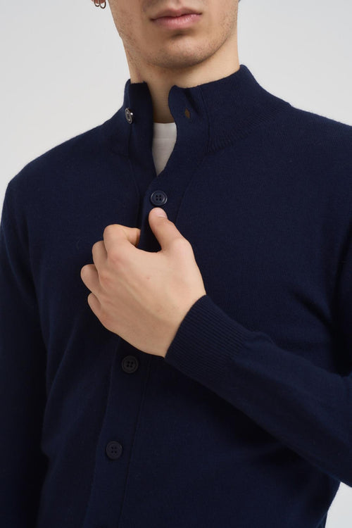 Cardigan uomo mezzo collo blu - 2