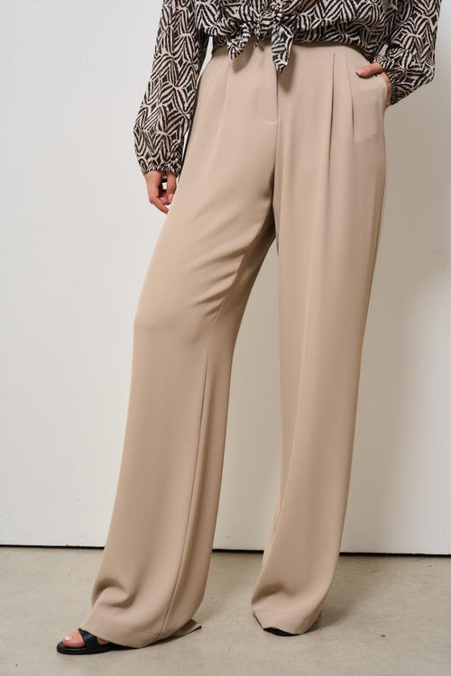 Pantalone donna a palazzo beige - 2