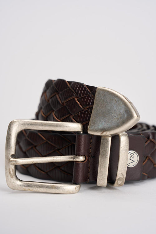 Cintura uomo intrecciata marrone - 2