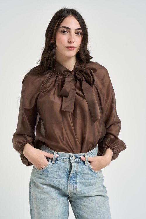 Blusa donna con fiocco moro