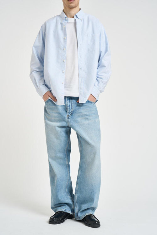 Camicia uomo a righe bianche e azzurre