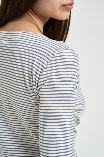 Maglia donna a righe bianca e blu - 4