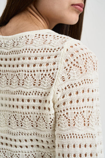 Maglia donna traforata bianca - 4