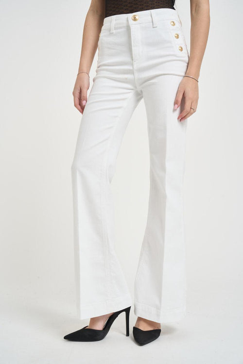 Jeans donna flare in denim bianco