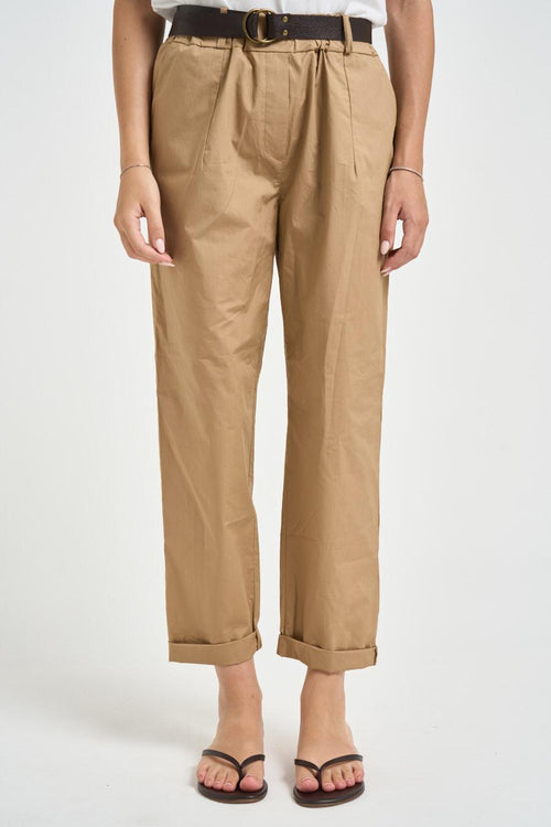 Pantalone donna a gamba dritta beige - 1