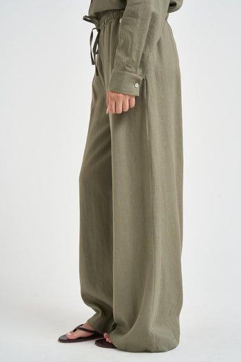 Pantalone donna fluido verde militare - 3