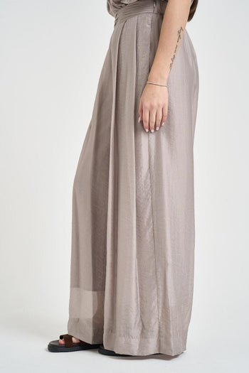 Pantalone donna a palazzo tortora - 3