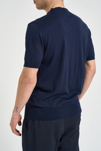 T-shirt uomo in maglia blu - 5