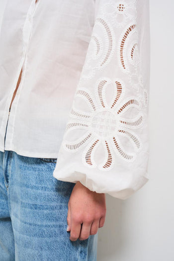 Camicia donna bianca con ricami - 4