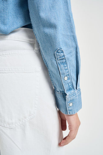 Camicia donna in denim lavaggio chiaro - 5