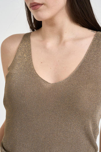 Top donna in lurex tortora - 3