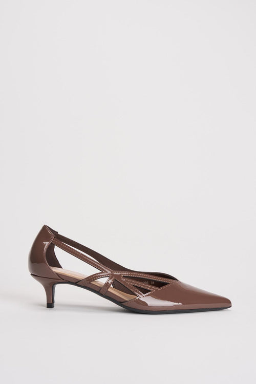 Décolleté donna in vernice tortora
