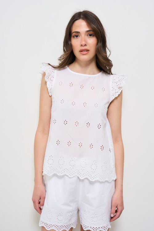 T-shirt donna traforata bianca - 2