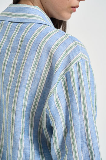 Camicia donna a righe celeste - 5