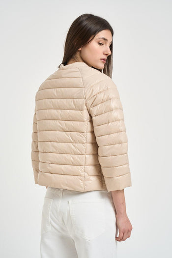 Piumino donna maniche a tre quarti beige - 5