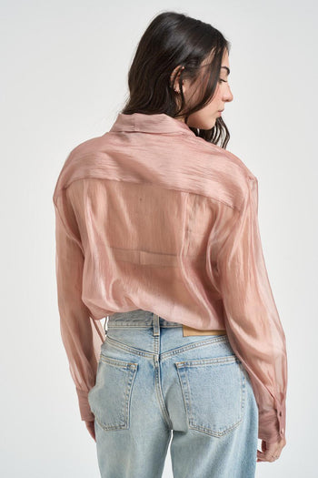 Camicia donna leggera effetto satinato rosa - 3