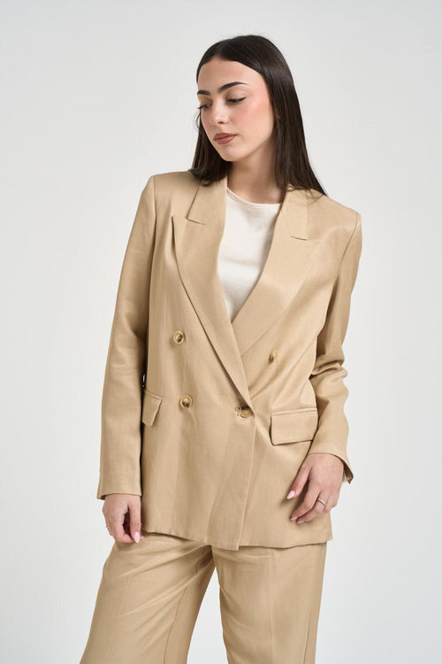 Giacca donna doppiopetto beige - 2