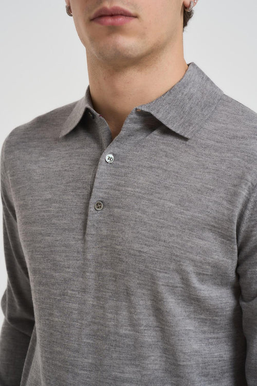 Polo uomo a maniche lunghe grigia - 2