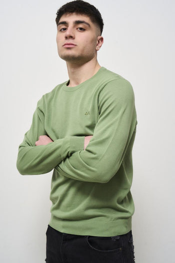 Men's green crew neck sweater - 3