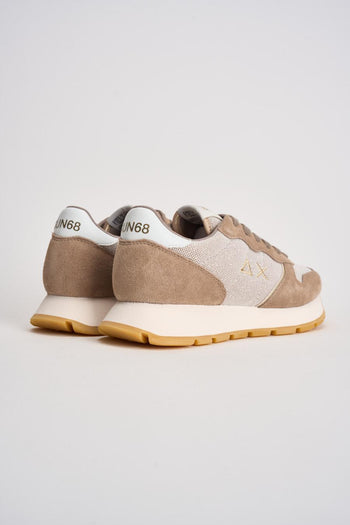 Sneakers donna in suede beige e glitter - 6
