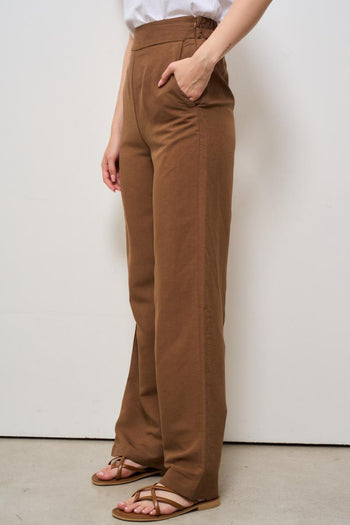 Pantalone donna a palazzo marrone - 3