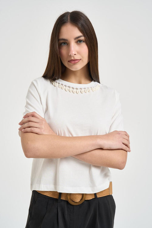 T-shirt donna con coghiglie bianca - 2