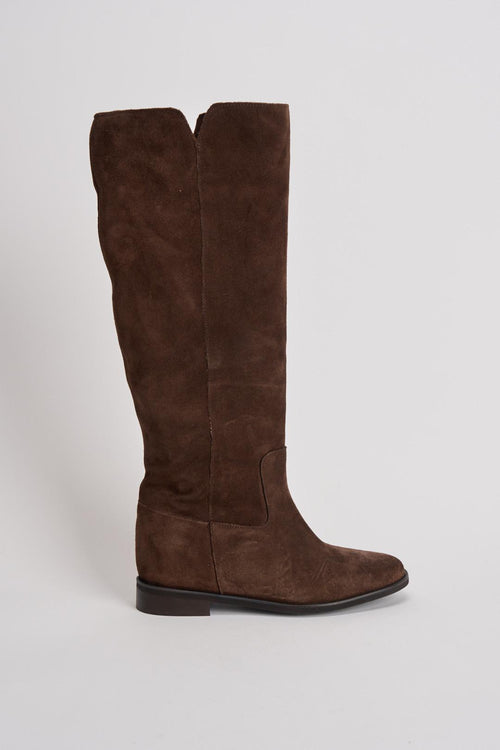 Stivale donna in suede marrone