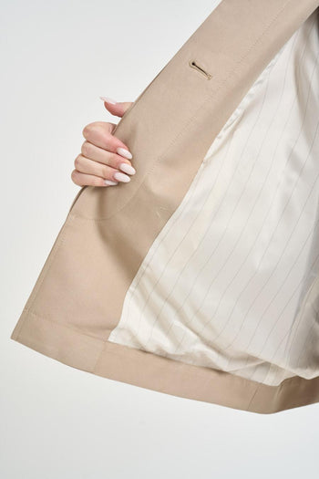 Trench donna corto beige - 5
