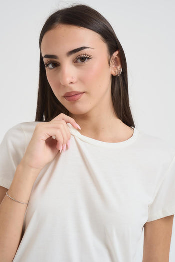 T-shirt girocollo donna bianco - 4