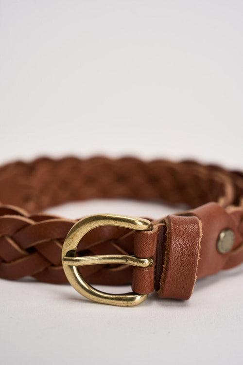 Cintura donna in pelle intrecciata marrone - 2