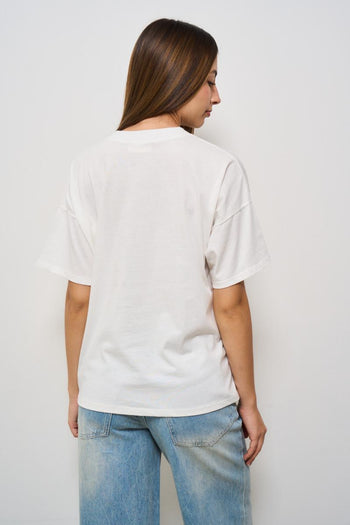 T-shirt donna girocollo bianca con scritta - 3